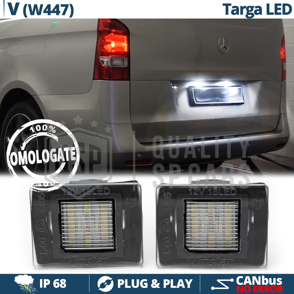 2 Luces de Matrícula LED para Mercedes Clase V W447 | Plafones CANbus 6500K Blanco Frío