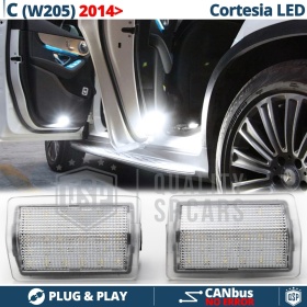 2 Luces de Cortesia LED para MERCEDES Clase C W205 | Plafones Debajo Puerta Luz BLANCA CANbus