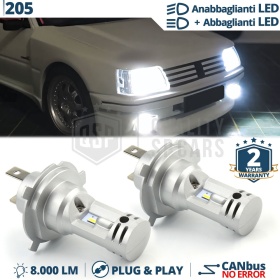 Kit Led H4 para PEUGEOT 205 Luces de Cruce + Carretera 6500K 8000LM | Plug & Play CANbus