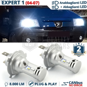 Kit Led H4 para PEUGEOT EXPERT 1 04-07 Luces de Cruce + Carretera 6500K 8000LM | Plug & Play CANbus
