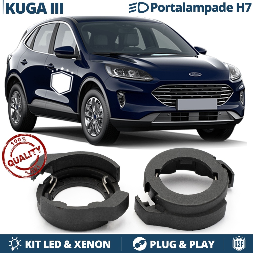 2x ADATTATORI Portalampada H7 per FORD KUGA 3, Montaggio Kit LED e Xenon | Conversione Luci