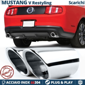 2 Embellecedores Tubos de ESCAPE para FORD Mustang 5 10-14 DX + SX en ACERO Inoxidable | PLUG & PLAY