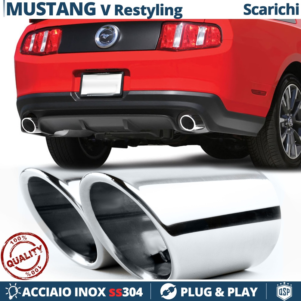 2 Embellecedores Tubos de ESCAPE para FORD Mustang 5 10-14 DX + SX en ACERO Inoxidable | PLUG & PLAY 2 Embellecedores Tubos de ESCAPE para FORD Mustang 5 10-14 DX + SX en ACERO Inoxidable | PLUG & PLAY
