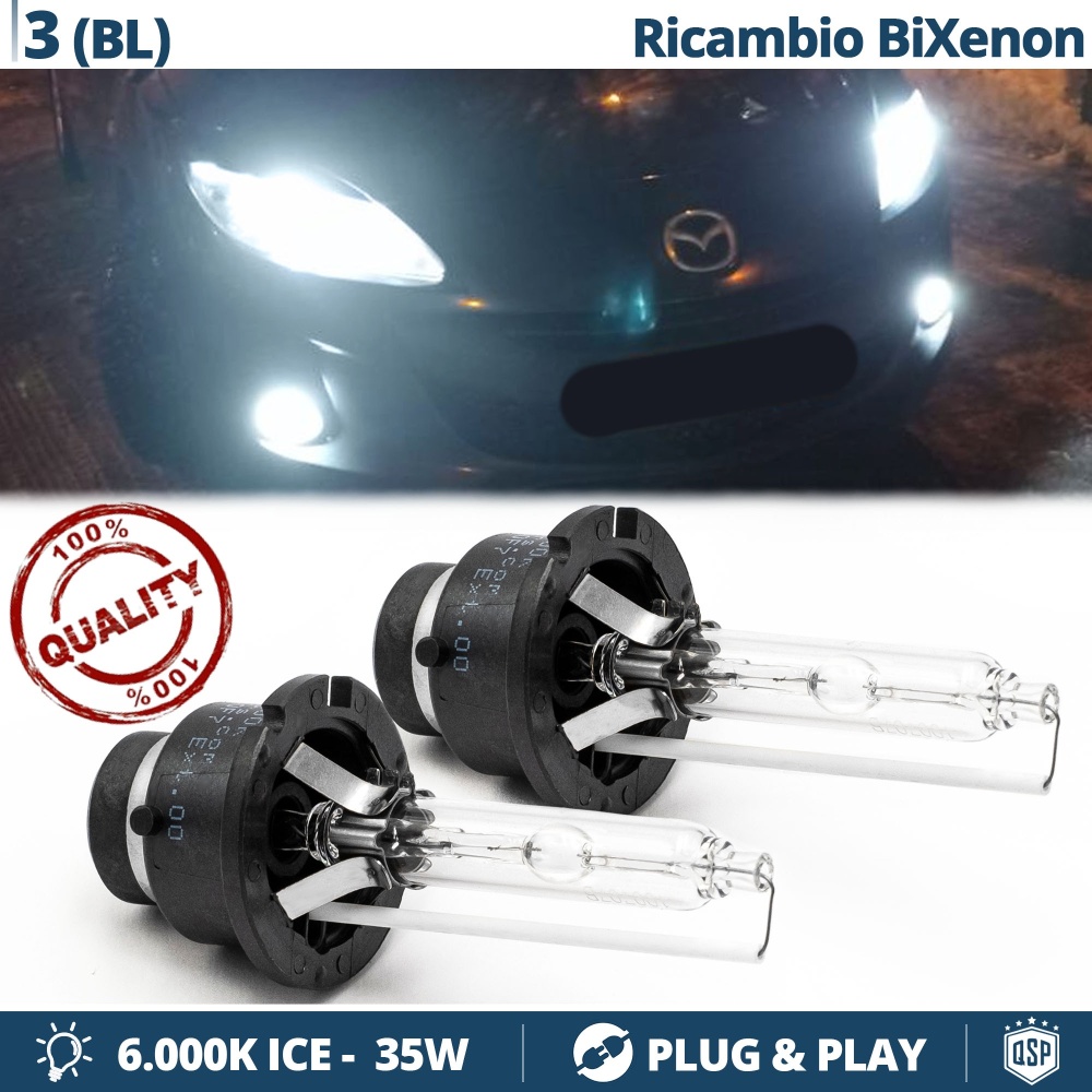 2x Bombillas Bi-Xenon D2S de Repuesto para MAZDA 3 (BL) Luz 6.000K Blanco Frio Lámpara 35W