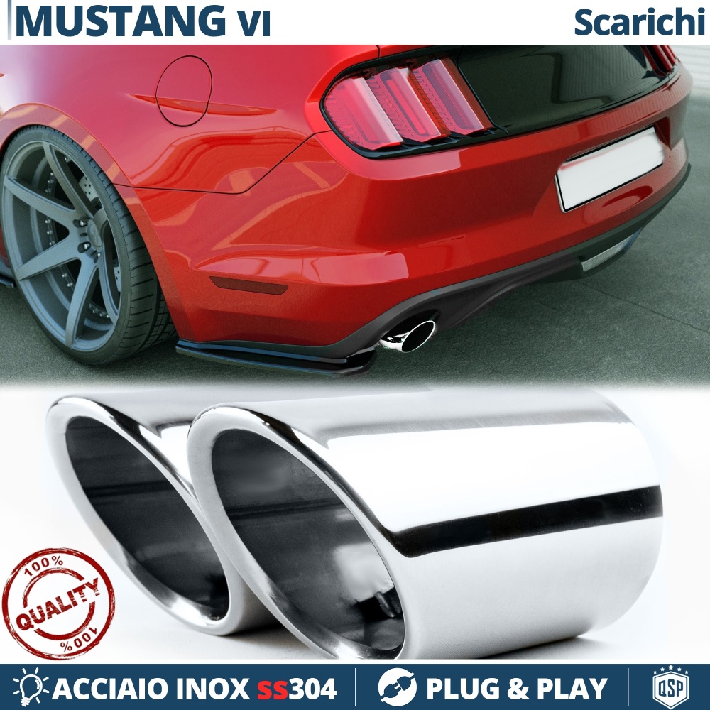 2 Embellecedores Tubos de ESCAPE para FORD Mustang 6 DX + SX en ACERO Inoxidable | PLUG & PLAY 2 Embellecedores Tubos de ESCAPE para FORD Mustang 6 DX + SX en ACERO Inoxidable | PLUG & PLAY