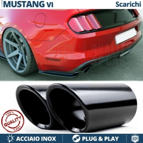 2 Tubos de ESCAPE para FORD Mustang 6 DX + SX en ACERO Inoxidable NEGRO | PLUG & PLAY