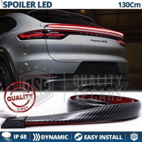 SPOILER LED Trasero Adhesivo Universal | Alerón Maletero Techo 130Cm, Efecto Fibra de CARBONO Negro