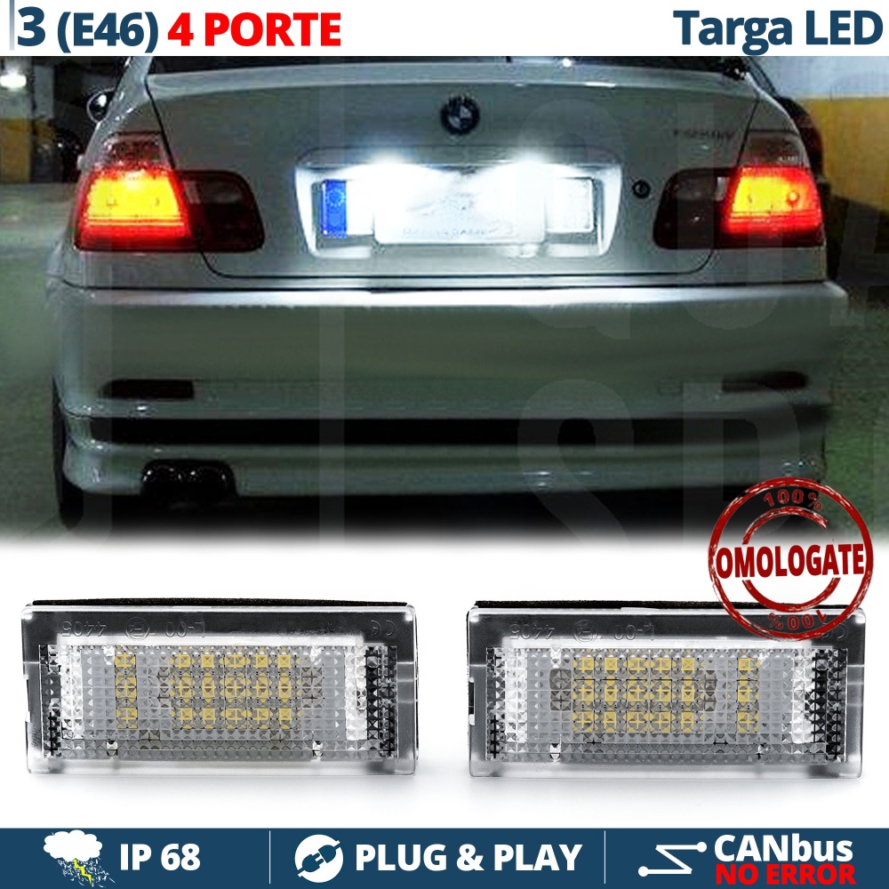 2 Luces de Matricula Led para BMW Serie 3 E46 1998-2005 4 Puertas, Canbus 18 LED 6.500K Blanco Frío, Plug & Play 2 Luces de Matricula Led para BMW Serie 3 E46 1998-2005 4 Puertas, Canbus 18 LED 6.500K Blanco Frío, Plug & Play