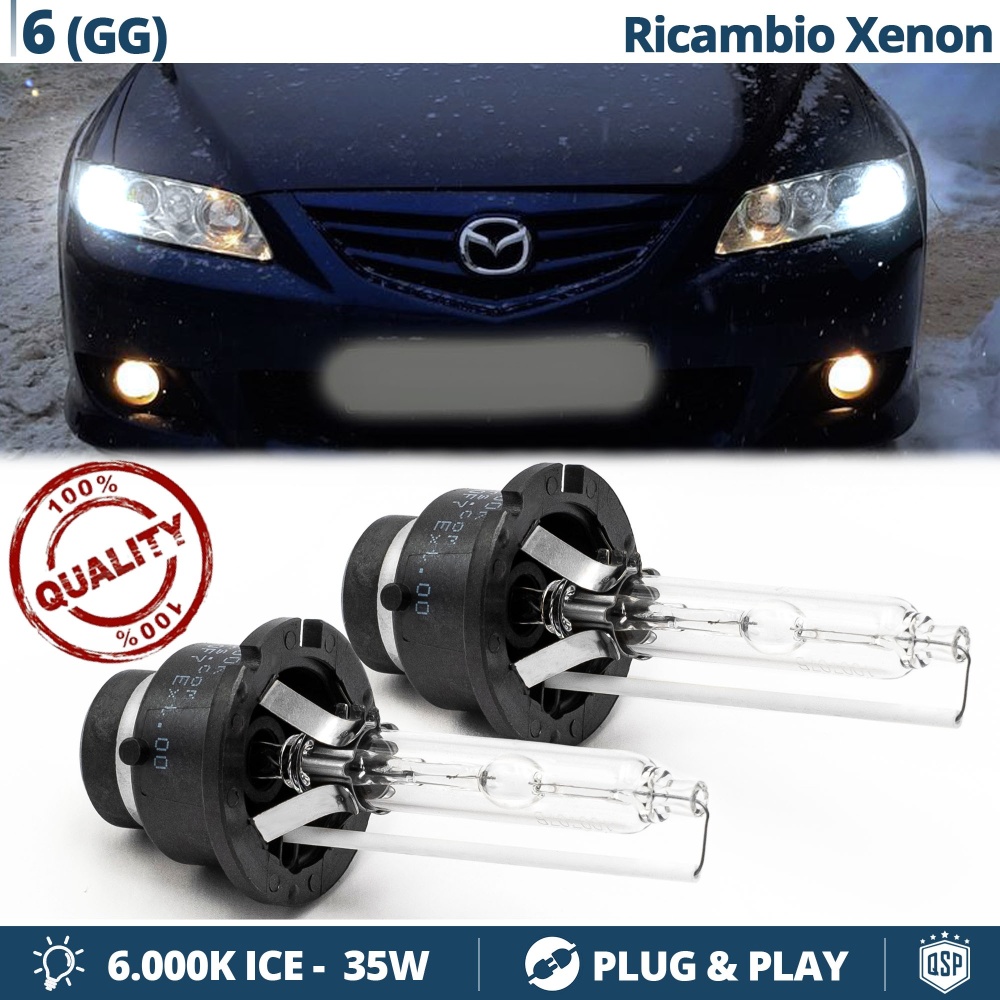 2x Bombillas Xenon D2S de Repuesto para MAZDA 6 I (GG) Luz 6.000K Blanco Frio Lámpara 35W