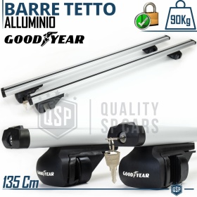Barras de Techo de Aluminio GOODYEAR Carga 90KG con Doble Cerradura Antirrobo | 135 CM