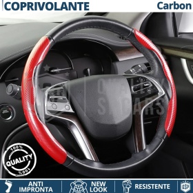 FUNDA VOLANTE Universal Deportivo Efecto FIBRA DE CARBONO Rojo FINO Antideslizante