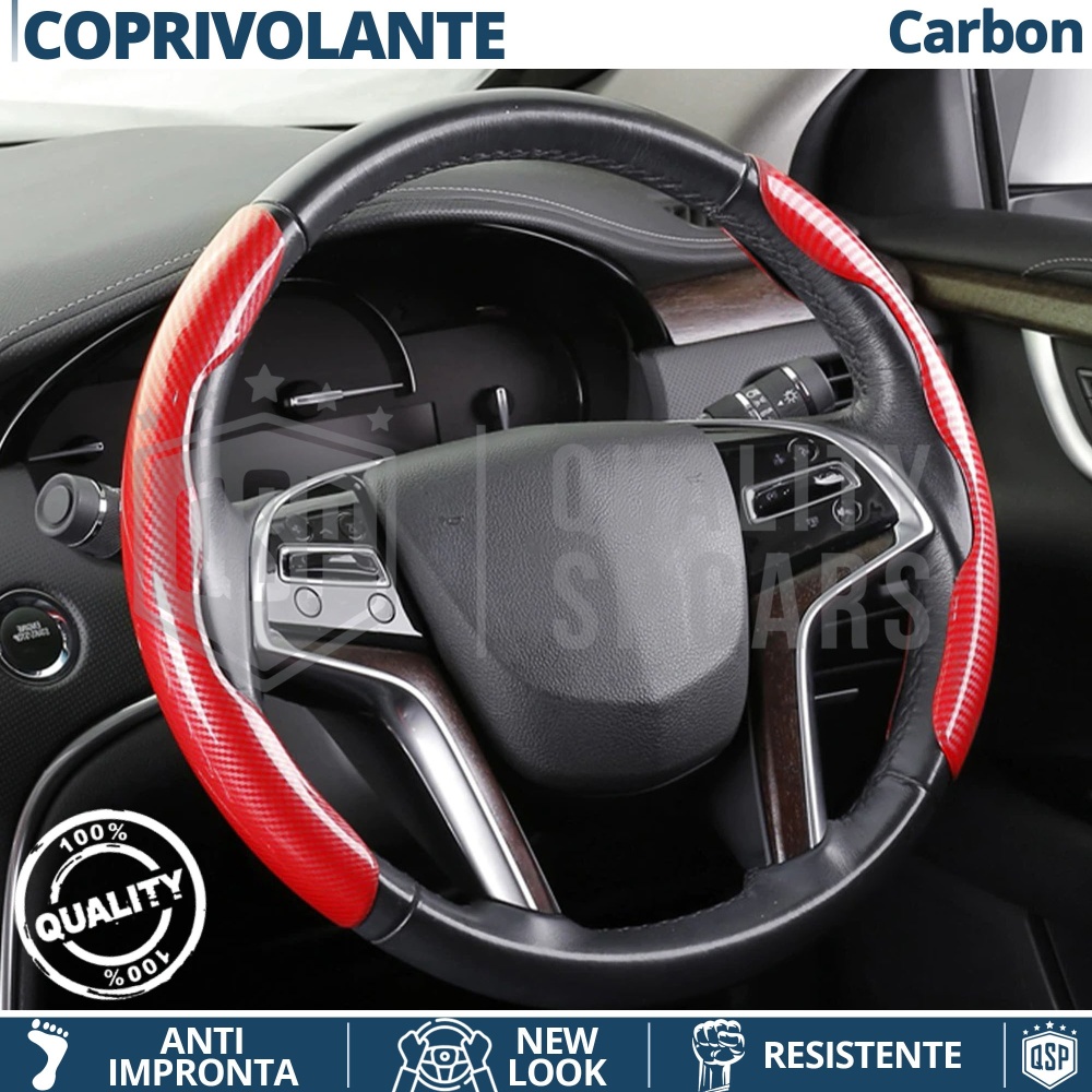 FUNDA VOLANTE Universal Deportivo Efecto FIBRA DE CARBONO Rojo FINO Antideslizante FUNDA VOLANTE Universal Deportivo Efecto FIBRA DE CARBONO Rojo FINO Antideslizante