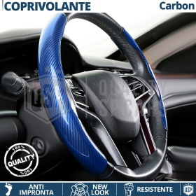 FUNDA VOLANTE Universal Deportivo Efecto FIBRA DE CARBONO Azul FINO Antideslizante