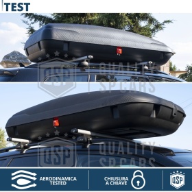 Cofre de Techo para Coche 400LT, Portaequipajes de Viaje, Fibra de Carbono Negro, APROBADO TÜV
