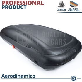 Cofre de Techo para Coche 400LT, Portaequipajes de Viaje, Fibra de Carbono Negro, APROBADO TÜV