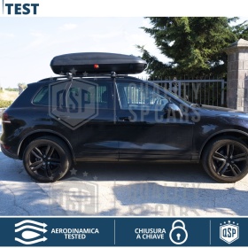 Cofre de Techo para Coche 400LT, Portaequipajes de Viaje, Fibra de Carbono Negro, APROBADO TÜV