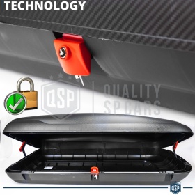 Cofre de Techo para Coche 400LT, Portaequipajes de Viaje, Fibra de Carbono Negro, APROBADO TÜV