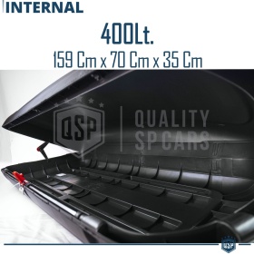 Cofre de Techo para Coche 400LT, Portaequipajes de Viaje, Fibra de Carbono Negro, APROBADO TÜV