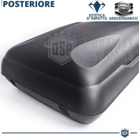 Cofre de Techo para Coche 400LT, Portaequipajes de Viaje, Fibra de Carbono Negro, APROBADO TÜV