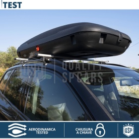 Cofre de Techo para Coche 480LT, Portaequipajes de Viaje, Fibra de Carbono Negro, APROBADO TÜV