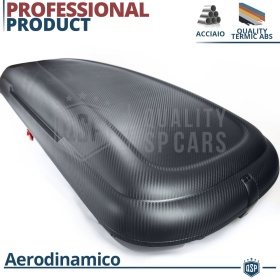 Cofre de Techo para Coche 480LT, Portaequipajes de Viaje, Fibra de Carbono Negro, APROBADO TÜV