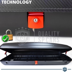 Cofre de Techo para Coche 480LT, Portaequipajes de Viaje, Fibra de Carbono Negro, APROBADO TÜV
