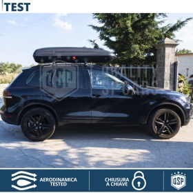 Cofre de Techo para Coche 480LT, Portaequipajes de Viaje, Fibra de Carbono Negro, APROBADO TÜV