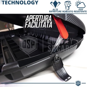 Cofre de Techo para Coche 480LT, Portaequipajes de Viaje, Fibra de Carbono Negro, APROBADO TÜV