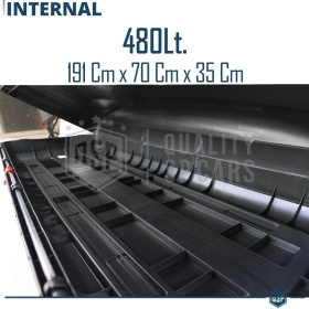 Cofre de Techo para Coche 480LT, Portaequipajes de Viaje, Fibra de Carbono Negro, APROBADO TÜV