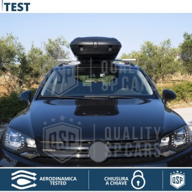 Cofre de Techo para Coche 480LT, Portaequipajes de Viaje, Fibra de Carbono Negro, APROBADO TÜV