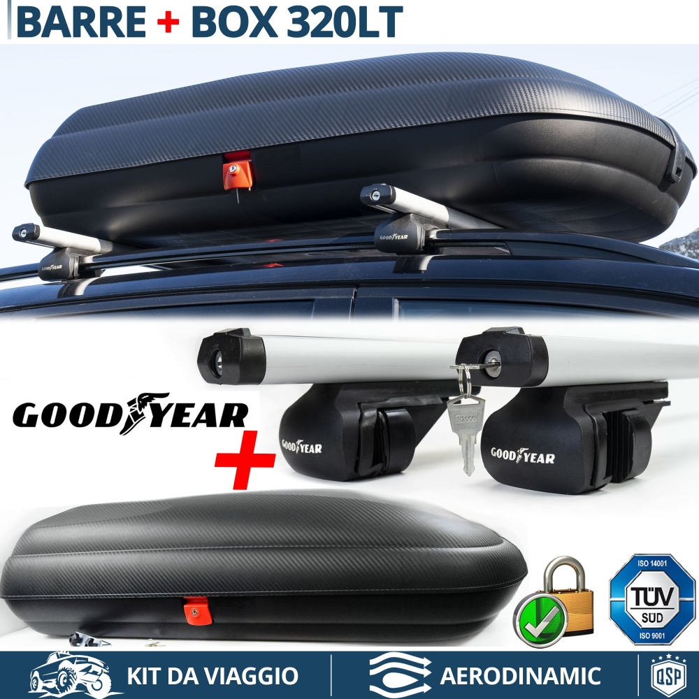 COFRE + BARRAS Techo de Aluminio GOODYEAR Originales con Cerradura Antiarrobo | 320LT, 135 cm COFRE + BARRAS Techo de Aluminio GOODYEAR Originales con Cerradura Antiarrobo | 320LT, 135 cm