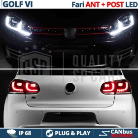 FARI LED Per Vw Golf 6 FARI Anteriori + FANALI Posteriori con FRECCE DINAMICHE | Plug & Play Tuning