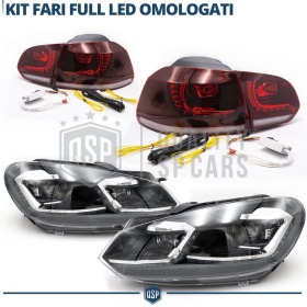 FARI LED Per Vw Golf 6 FARI Anteriori + FANALI Posteriori con FRECCE DINAMICHE | Plug & Play Tuning