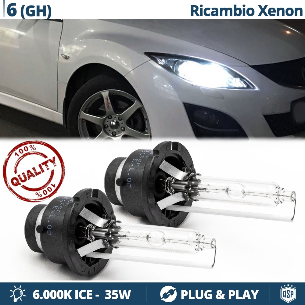 2x Bombillas Bi-Xenon D2S de Repuesto para MAZDA 6 II (GH) Luz 6.000K Blanco Frio Lámpara 35W