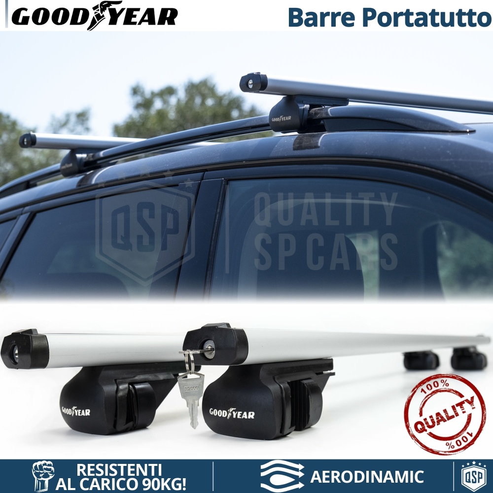 Barras de Techo de Aluminio para Ford Mondeo SW GOODYEAR Carga 90KG con Doble Cerradura AntirroboOriginales