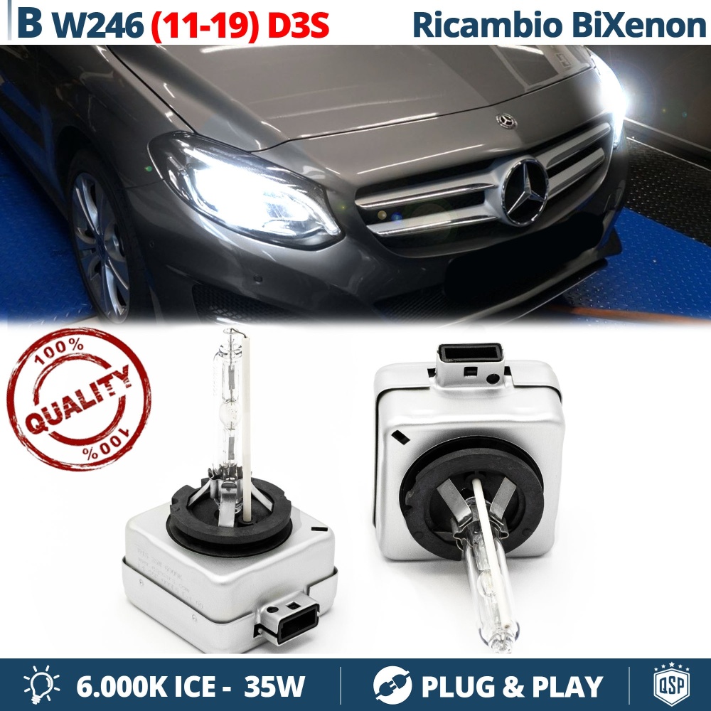 2x Bombillas Bi-Xenon D3S de Repuesto para MERCEDES CLASE B (W246) Luz 6.000K Blanco Frio Lámpara 35W