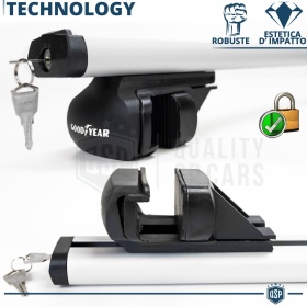 Car Roof Rack Bars in Aluminum for VW Bora GOODYEAR Load 90KG with Double Anti-Theft Locking System