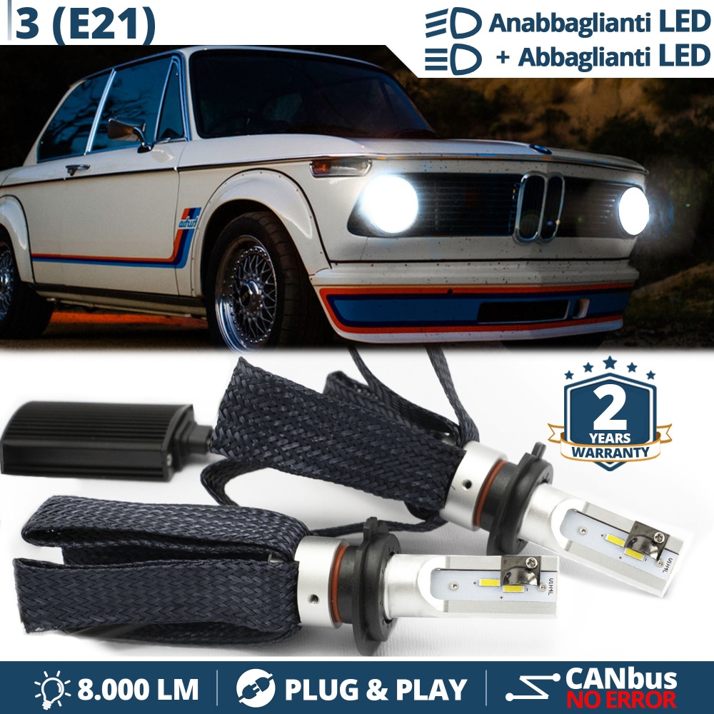 Kit LED H4 para BMW SERIE 3 E21 Luces de Cruce + Carretera | 6500K 8000LM CANbus