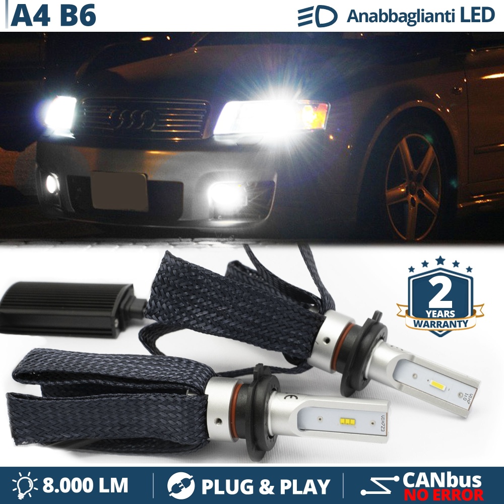 Kit Luci LED per Audi A4 B6 Anabbaglianti H7 CANbus | Bianco Puro 6500K 8000LM