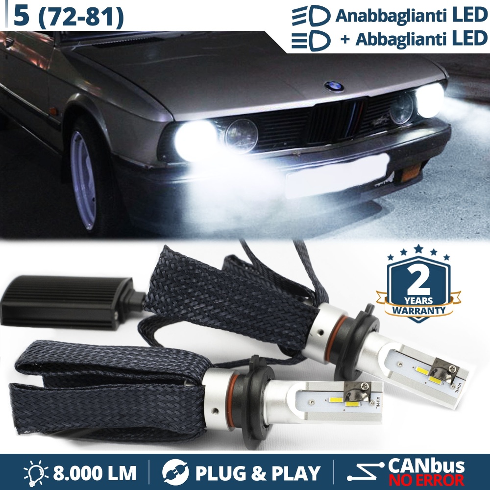 Kit LED H4 para BMW SERIE 5 E12, E28 Luces de Cruce + Carretera | 6500K 8000LM CANbus