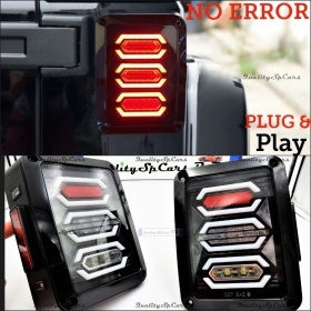 PAREJA FAROS LUCES TRASERAS FULL LED PLUG AND PLAY PARA JEEP WRANGLER JK 2007-  Stop, Marcha Atrás, Intermitentes CANBUS Plug & Play. IP67 Anti Polvo y Agua.