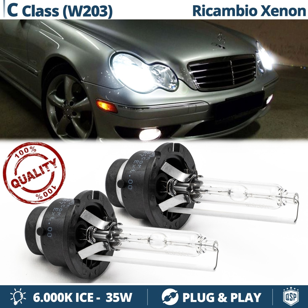 2x Bombillas Xenon D2S-D2R de Repuesto para MERCEDES CLASE C W203 Luz 6.000K Blanco Frio Lámpara 35W