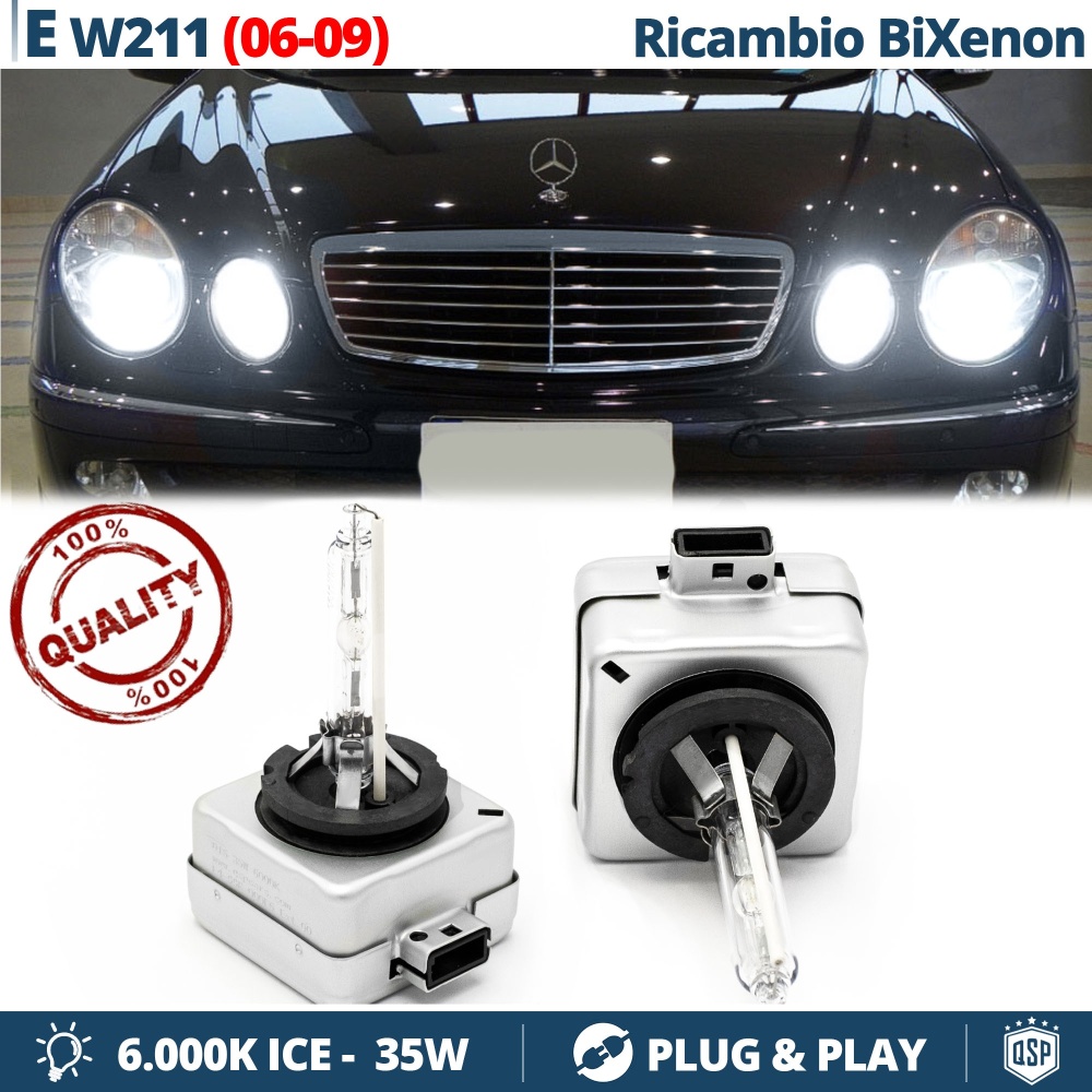 2x Bombillas Bi-Xenon D1S de Repuesto para MERCEDES CLASE E (W211) FACELIFT desde 2006- Luz 6.000K Blanco Frio Lámpara 35W