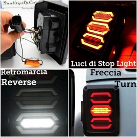 PAREJA FAROS LUCES TRASERAS FULL LED PLUG AND PLAY PARA JEEP WRANGLER JK 2007-  Stop, Marcha Atrás, Intermitentes CANBUS Plug & Play. IP67 Anti Polvo y Agua.