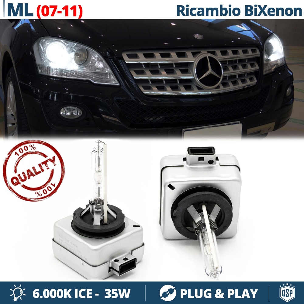 2x Bombillas Bi-Xenon D1S de Repuesto para MERCEDES ML (W164) FACELIFT 2007-2011 Luz 6.000K Blanco Frio Lámpara 35W