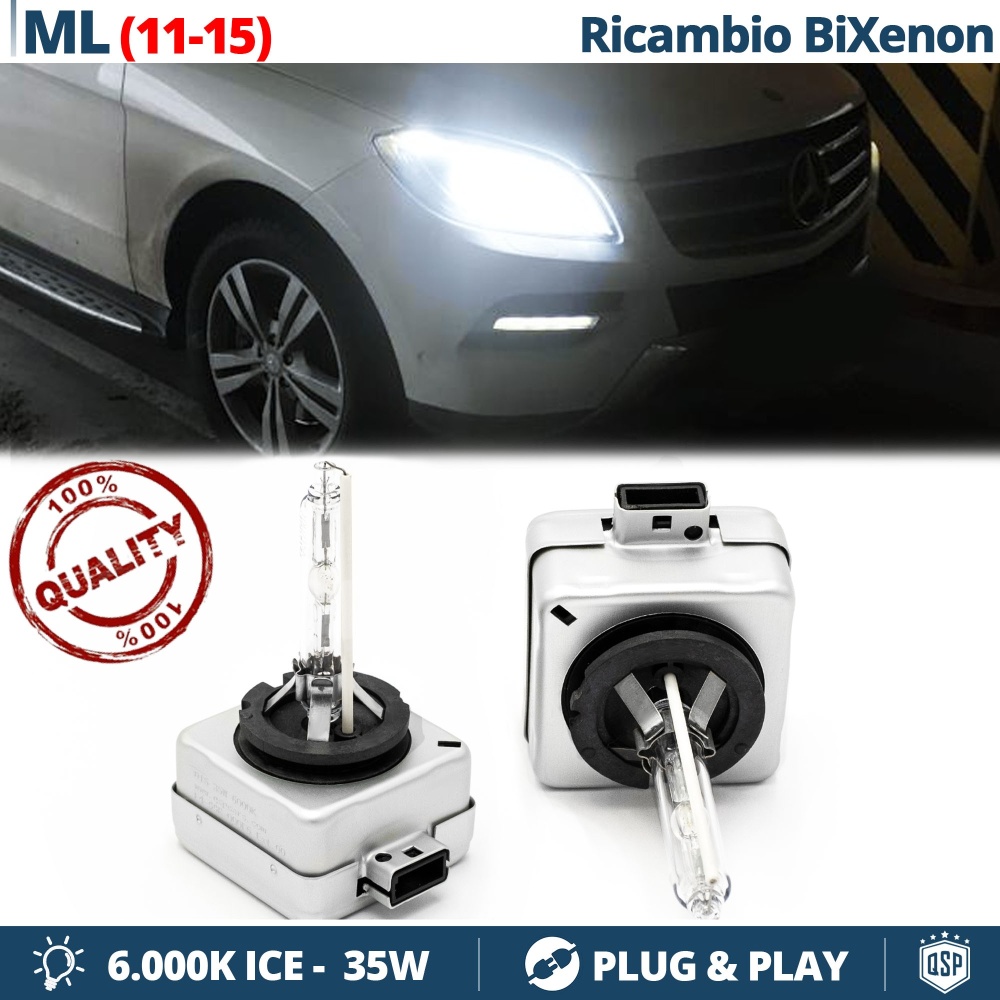 2x Bombillas Bi-Xenon D1S de Repuesto para MERCEDES ML (W166) 2011-2015 Luz 6.000K Blanco Frio Lámpara 35W