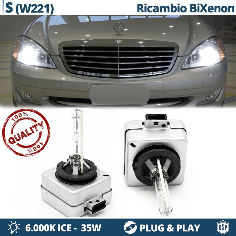 2x Bombillas Bi-Xenon D1S de Repuesto para MERCEDES CLASE S (W221) Luz 6.000K Blanco Frio Lámpara 35W