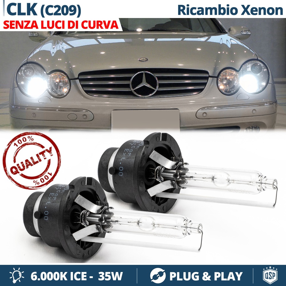 2x Bombillas Bi-Xenon D2S de Repuesto para MERCEDES CLASE CLK (C209) SIN LUCES DE CURVA Luz 6.000K Blanco Frio Lámpara 35W