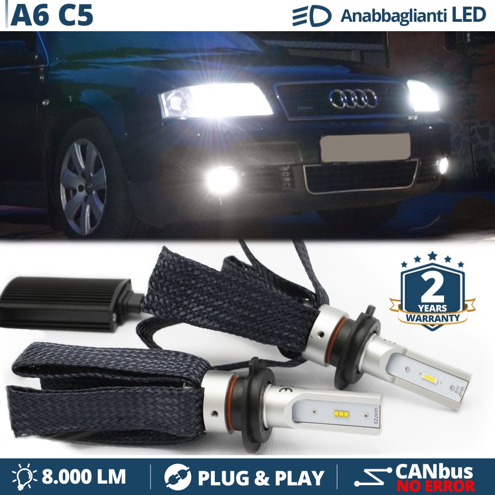 Kit LED H7 para Audi A6 C5 02-04 Luces de Cruce CANbus | 6500K Blanco Frío 8000LM