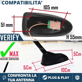 Car Roof Grey SHARK FIN Universal Antenna | Real AM-FM-DAB+ RADIO Reception Rubber Base